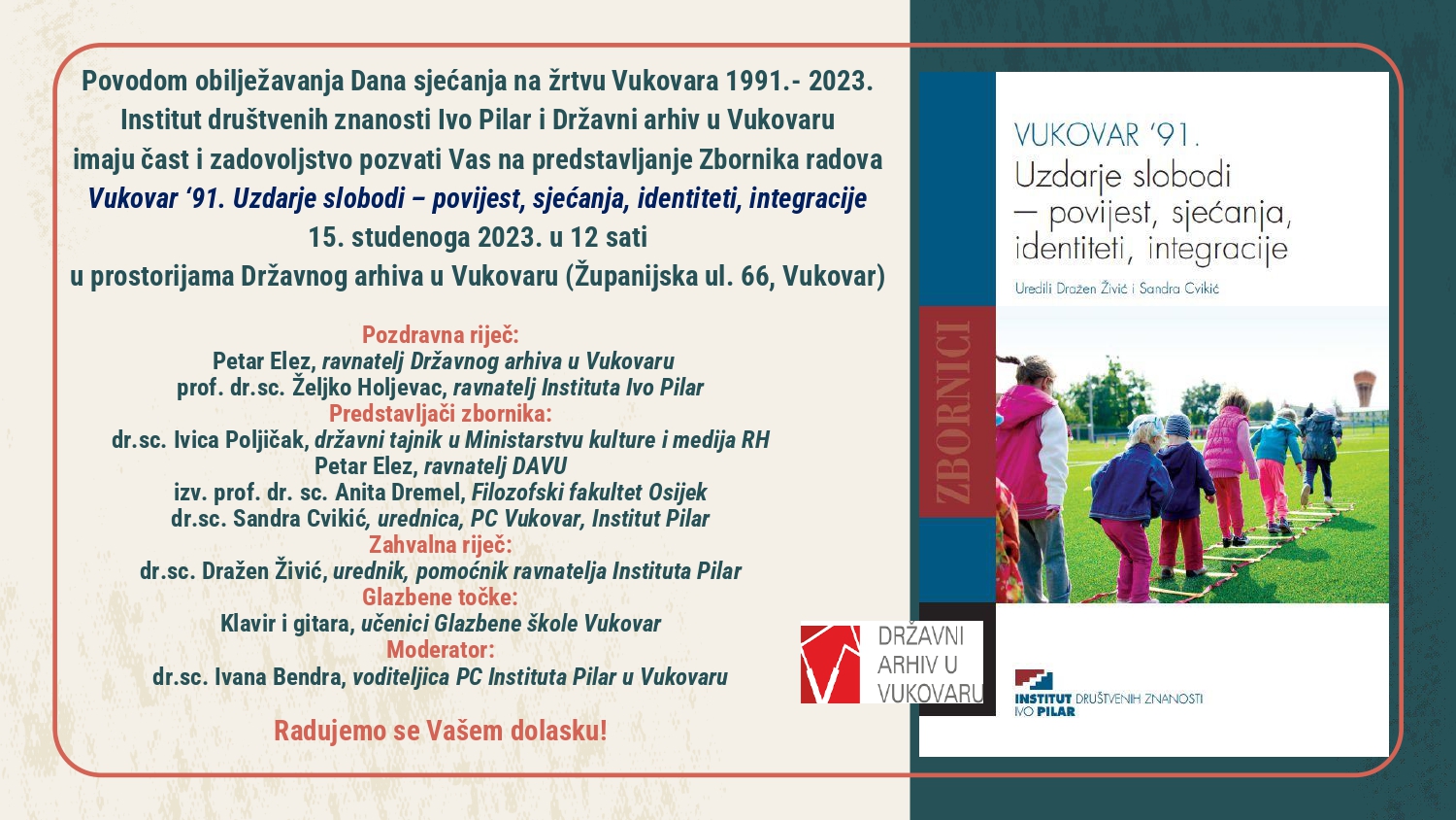Predstavljanje knjige: VUKOVAR '91. Uzdarje slobodi - povijest, sjećanja, identiteti, integracije
